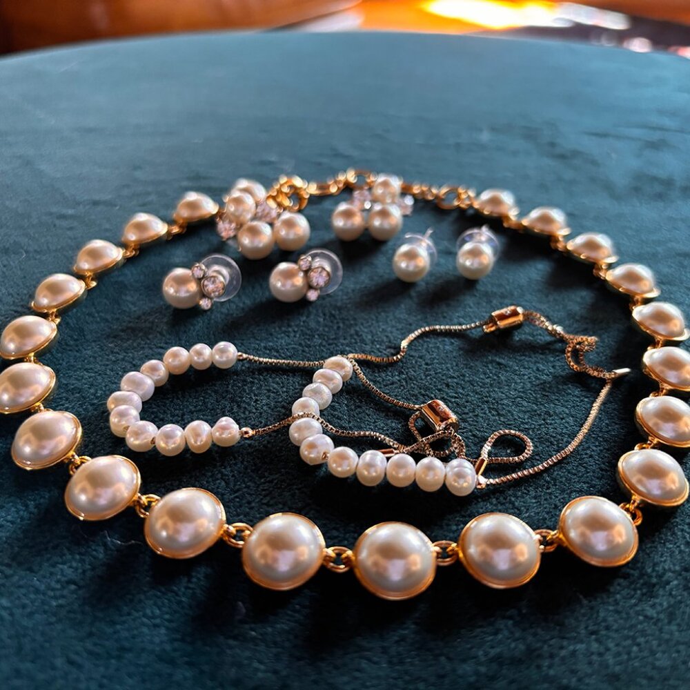 J. Crew Pearl Collection of Necklace, 2 Bracelets and 3 pairs of Earrings